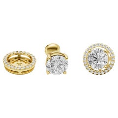 Runde Moissanit Halo-Ohrstecker aus 14k Gold