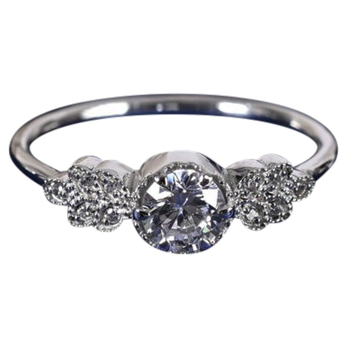 Round Moissanite Ring For Women 925 Sterling Silver Promise Ring Gift For Her .