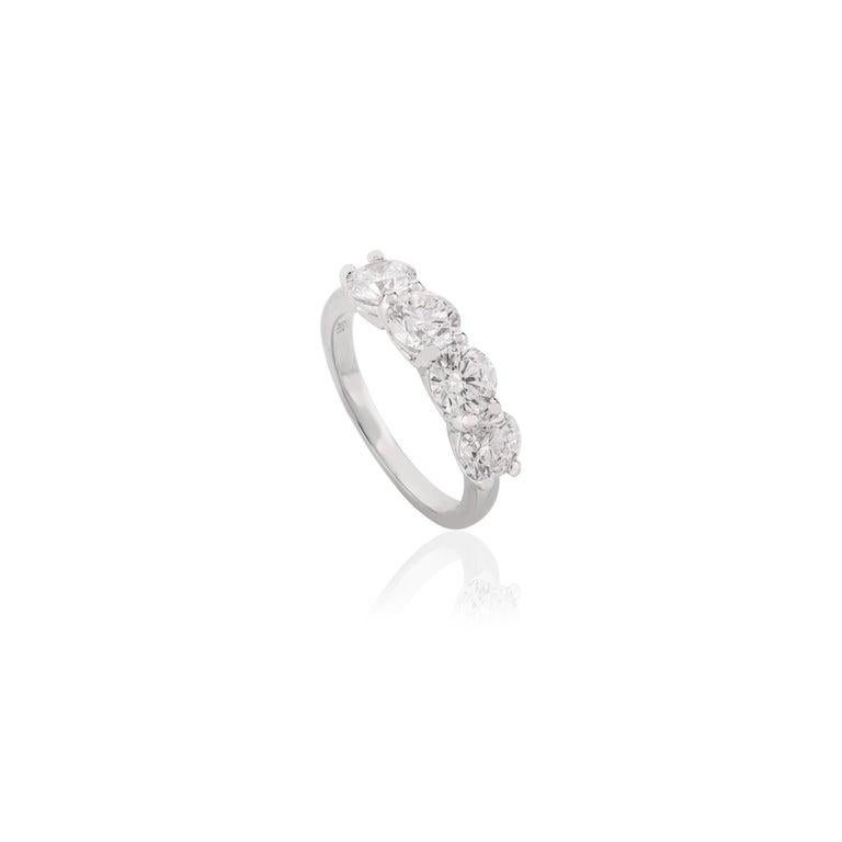 For Sale:  Round Moissanite Semi Eternity Wedding Band Ring in 14k Solid White Gold for Mom 3