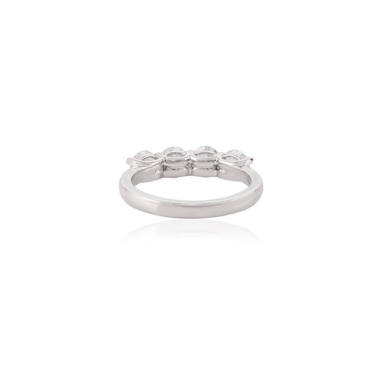For Sale:  Round Moissanite Semi Eternity Wedding Band Ring in 14k Solid White Gold for Mom 5