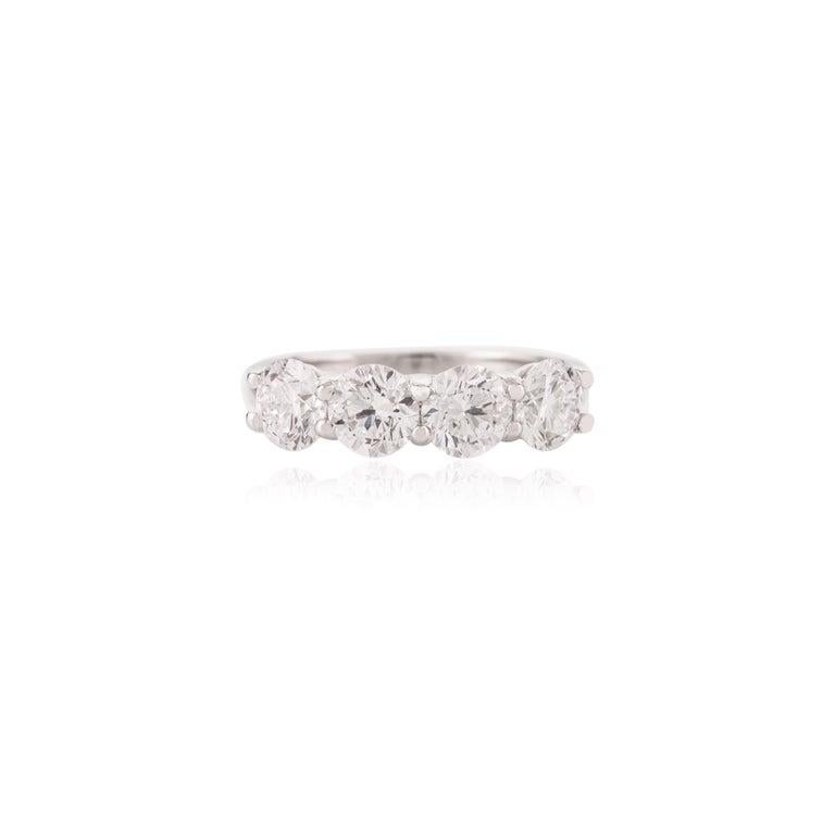 For Sale:  Round Moissanite Semi Eternity Wedding Band Ring in 14k Solid White Gold for Mom 6