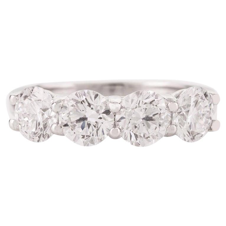 For Sale:  Round Moissanite Semi Eternity Wedding Band Ring in 14k Solid White Gold for Mom