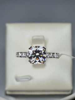 Runder Moissanit Solitaire Ring Band 925 Silber Damenring.