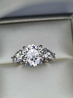 Runder Moissanit Solitaire Statement Ring für Frauen 925 Silber Ring.