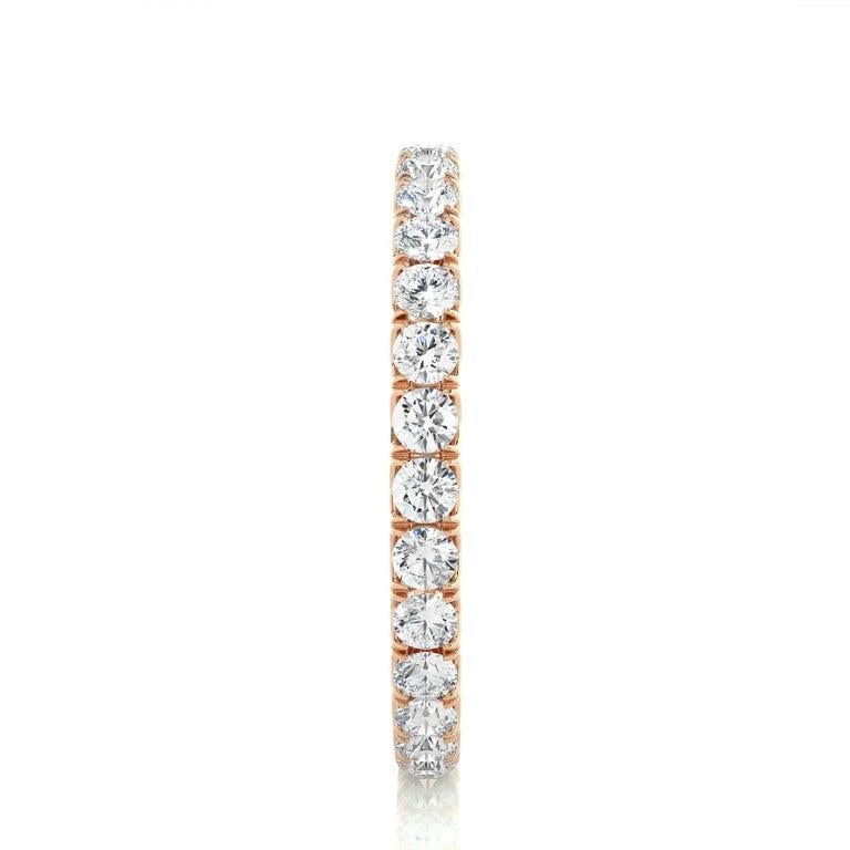 For Sale:  Round Moissanite Stackable Rose Gold Plated Eternity Band Gift for Her in Silver 10