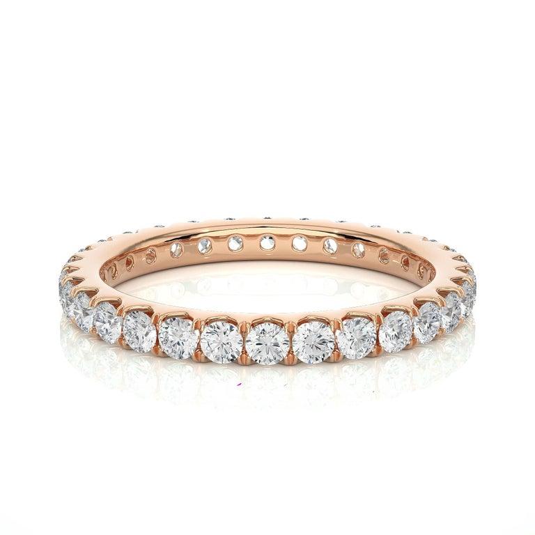 For Sale:  Round Moissanite Stackable Rose Gold Plated Eternity Band Gift for Her in Silver 6
