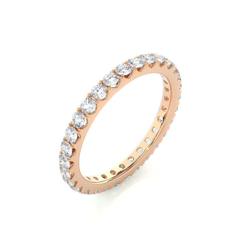 For Sale:  Round Moissanite Stackable Rose Gold Plated Eternity Band Gift for Her in Silver 8