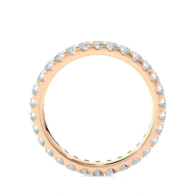 For Sale:  Round Moissanite Stackable Rose Gold Plated Eternity Band Gift for Her in Silver 9