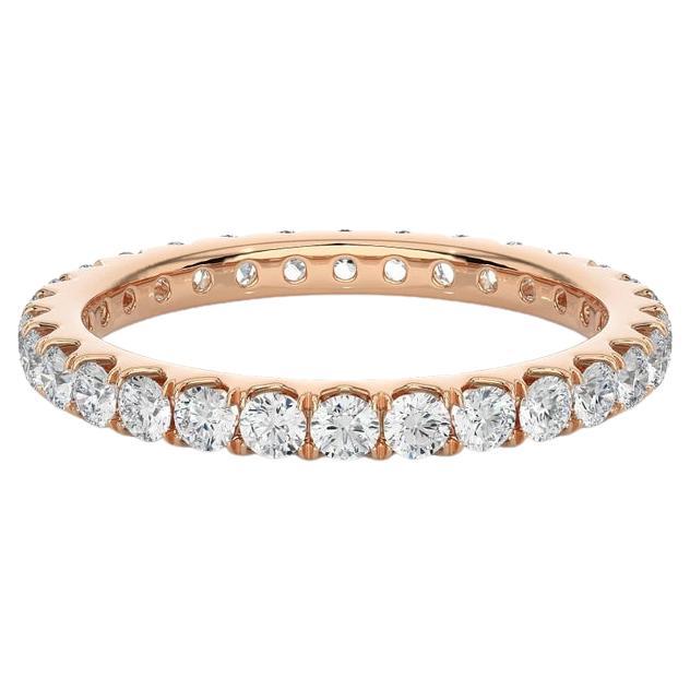 For Sale:  Round Moissanite Stackable Rose Gold Plated Eternity Band Gift for Her in Silver