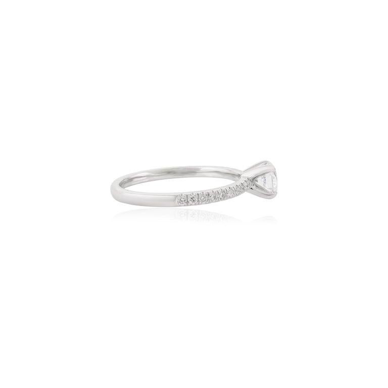 For Sale:  Round Moissanite Wedding Solid Ring 14k White Gold for Wedding Anniversar Gift 4