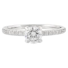 Bague de mariage ronde en or blanc 14 carats, cadeau d'anniversaire de mariage