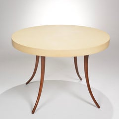 Round Monteverdi-Young Dining table in Mahogany and Patterned Veneer, c1965