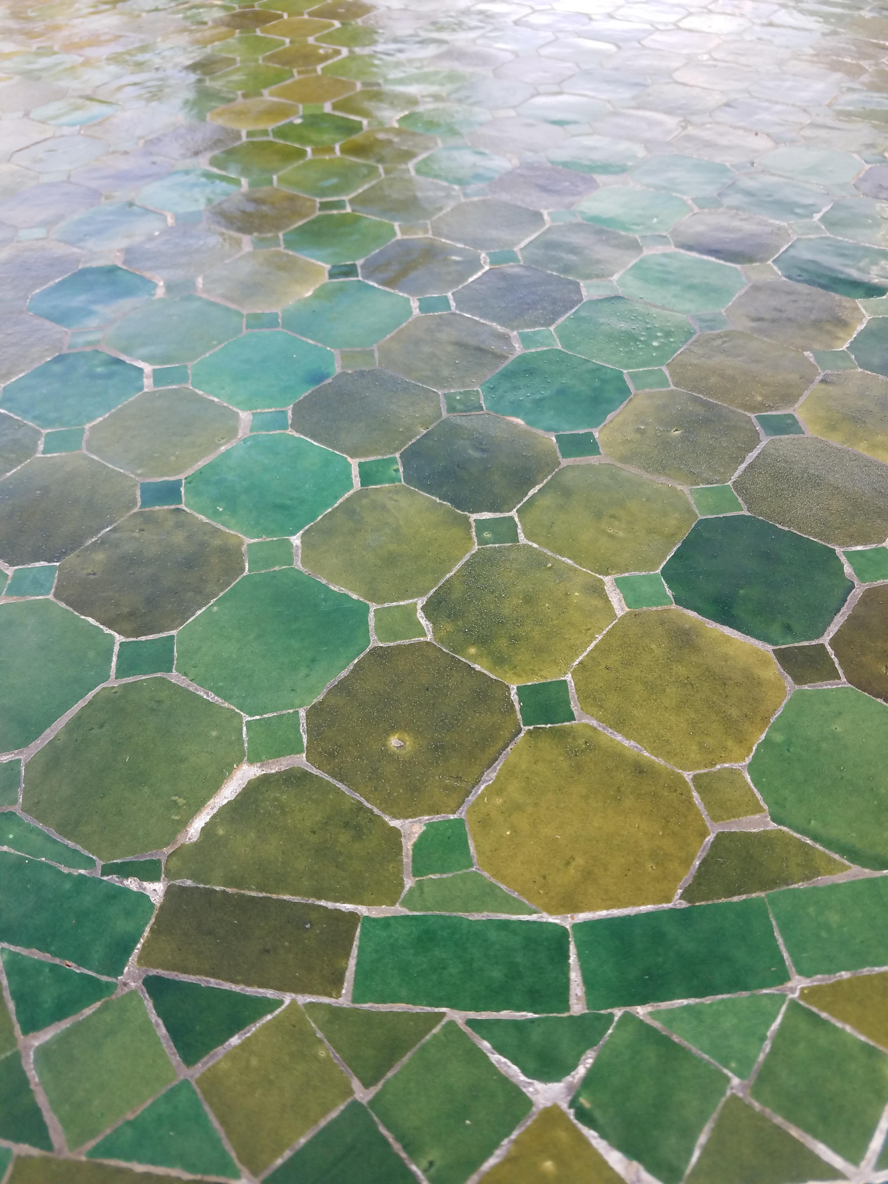 Contemporary Round Moroccan Mosaic Table, Tamegroute Green