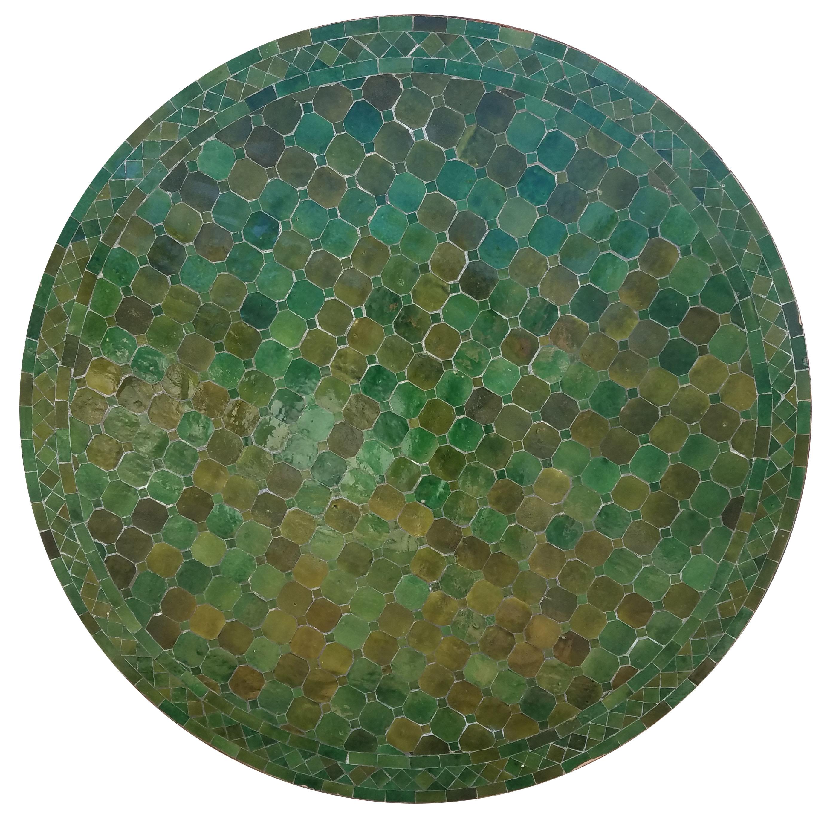 Round Moroccan Mosaic Table, Tamegroute Green 1