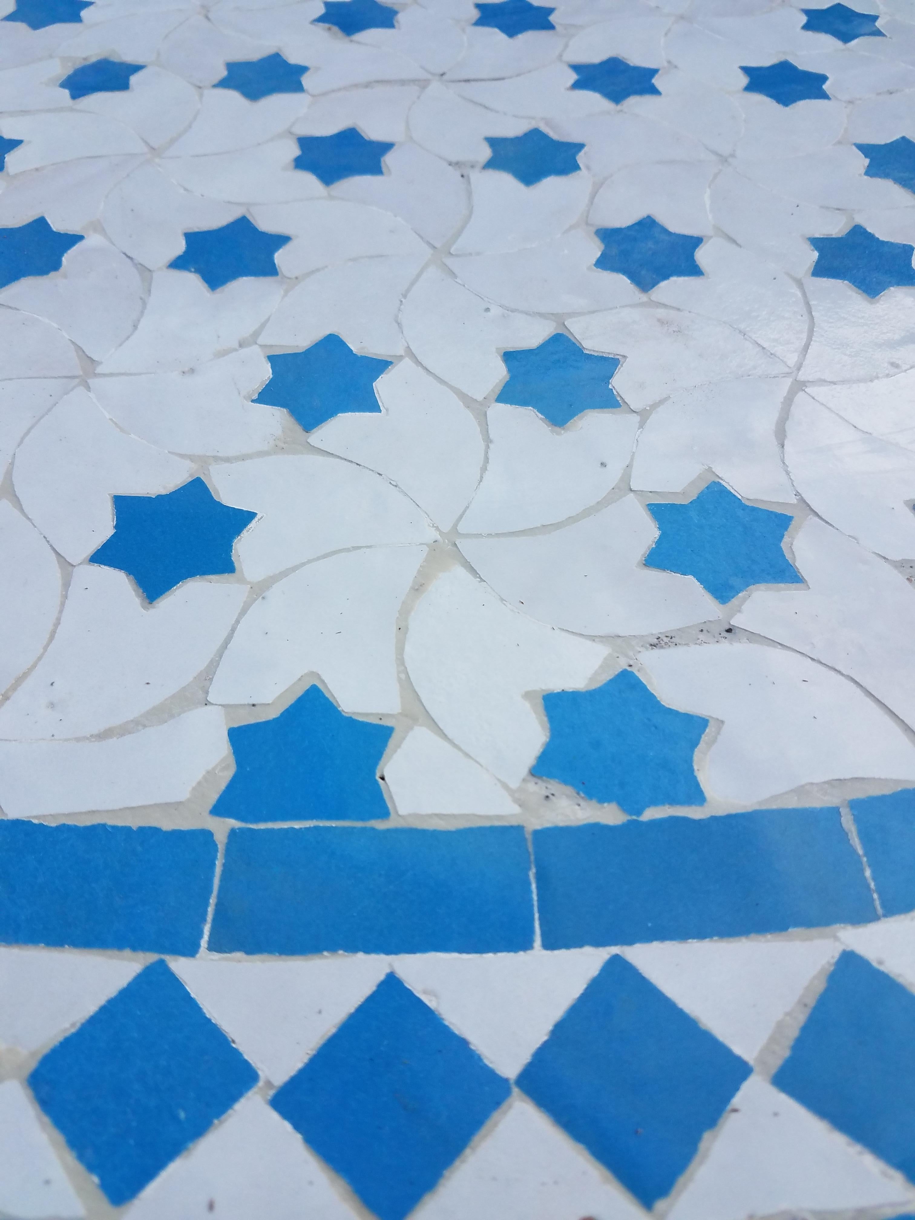 Custom made glazed Moroccan mosaic table measuring 48