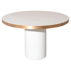 Round Mortex Table with Brass RIng and Signature Detail