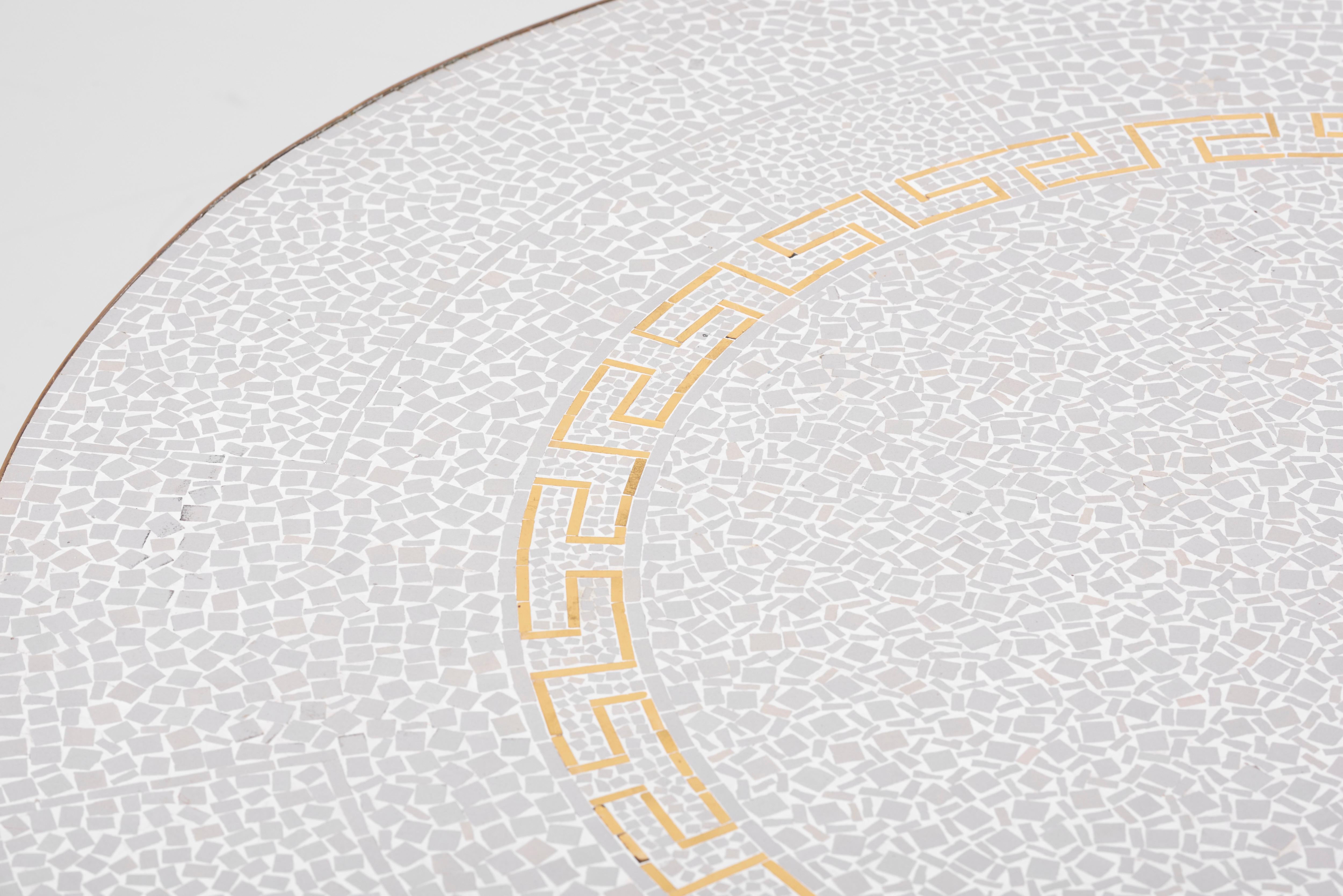 Brass Round Mosaic Coffee Table by Berthold Müller-oerlinghausen, Germany