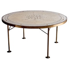 Round Mosaic Coffee Table by Berthold Müller with brass rim