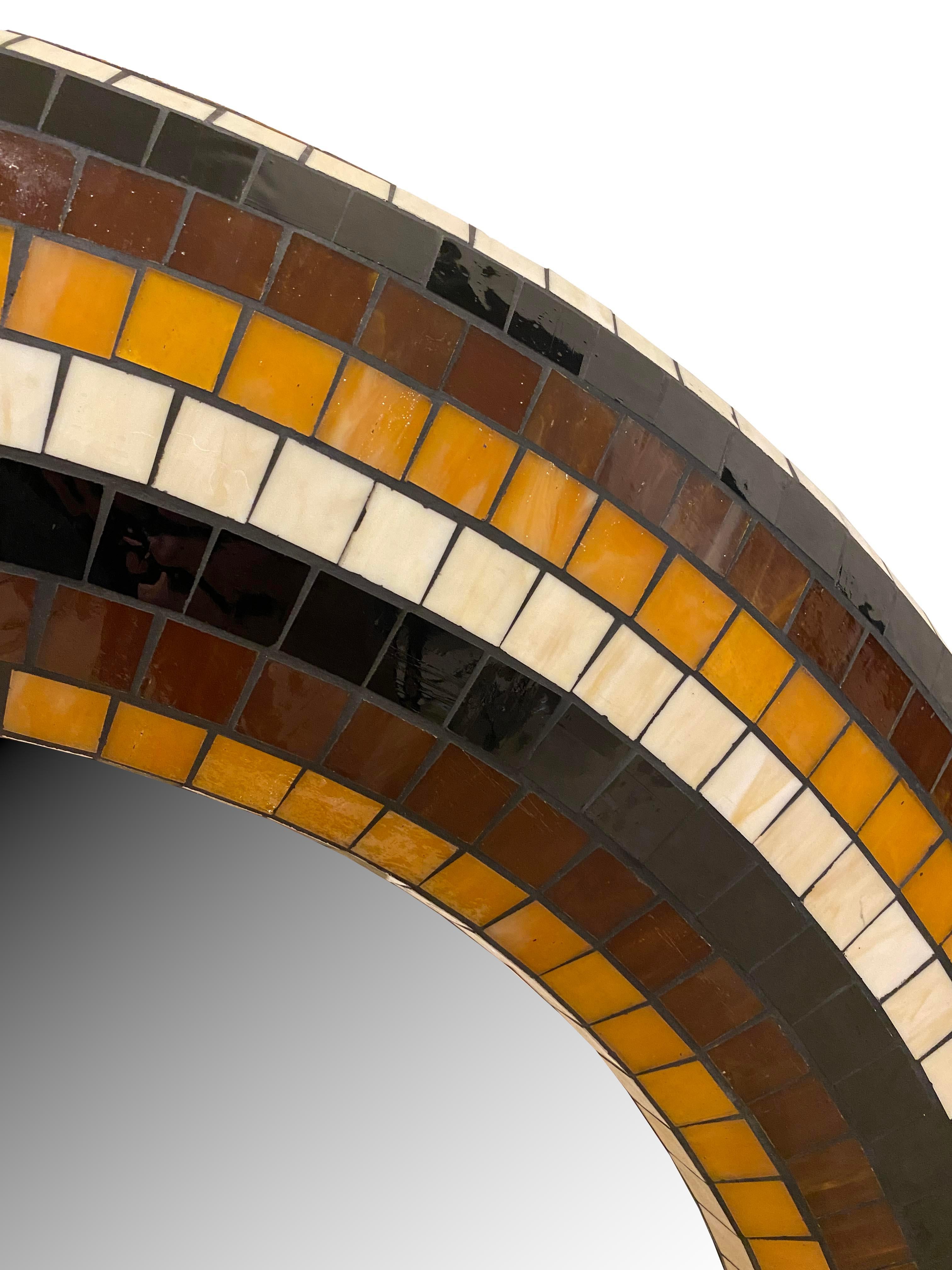 Sconosciuto Specchio rotondo con piastrelle a mosaico in vendita