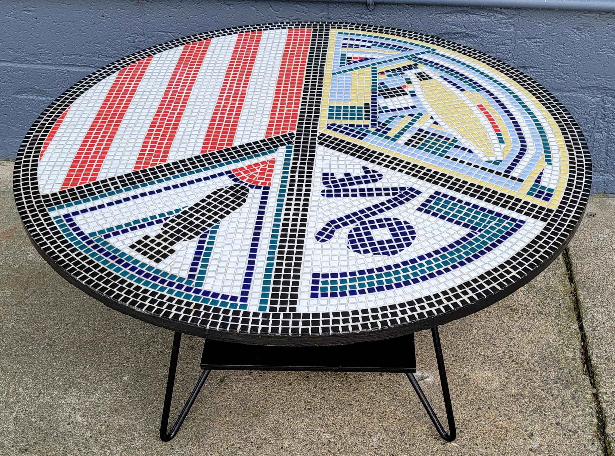 Round Mosaic Tile Coffee Table Lazy Susan 4