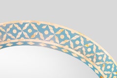 Round Mother of Pearl Mirror in Mellow Azure