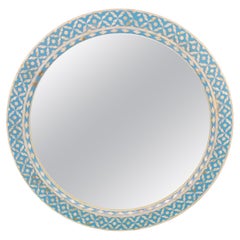 Round Mother of Pearl Mirror in Mellow Azure