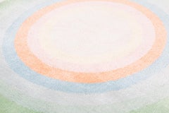 Round Multicolor Pastel Silk Wool Accessory Rug Frieda Bullseye by Joseph Carini