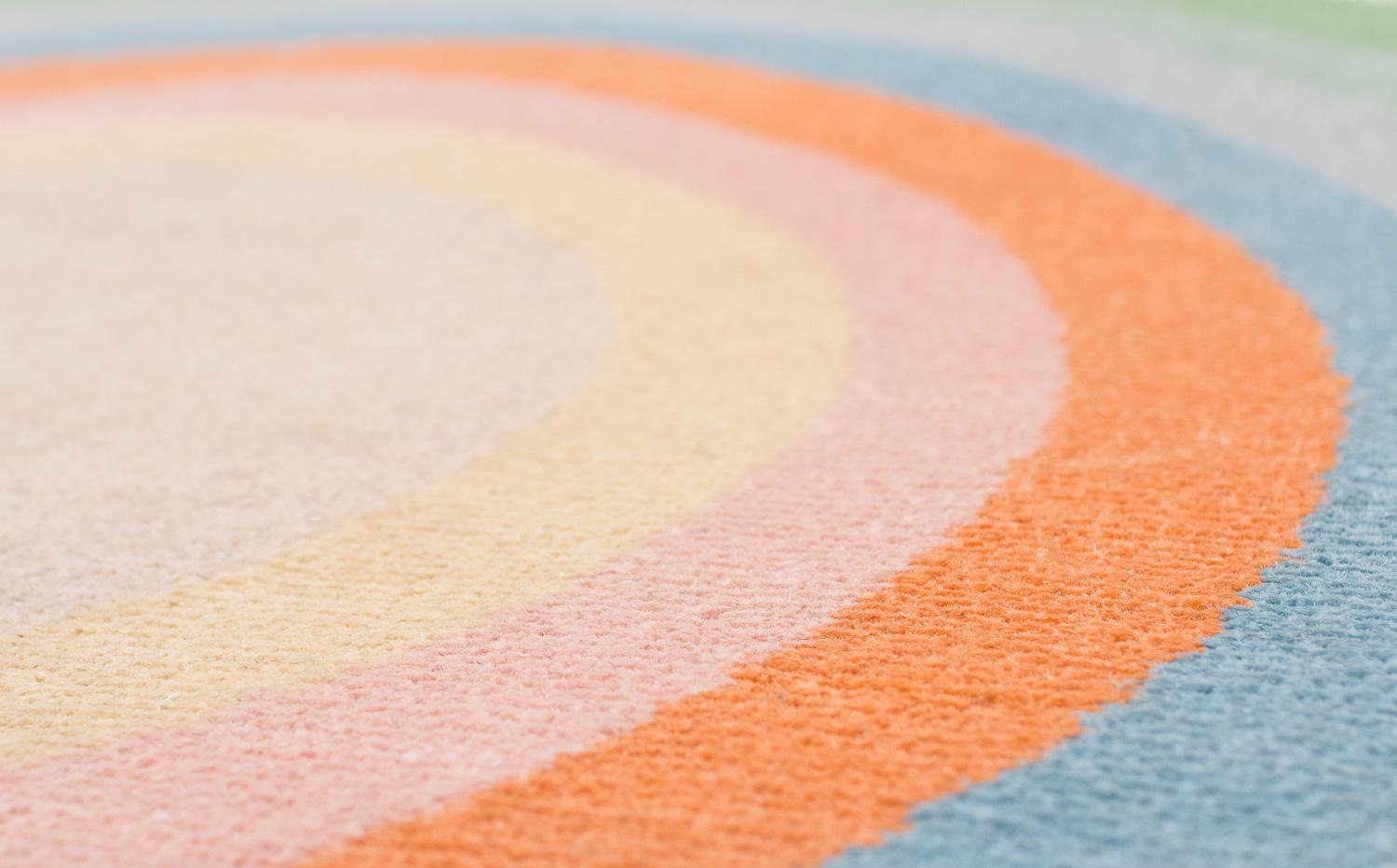 Round Multicolor Pastel Silk Wool Accessory Rug Frieda Bullseye by Joseph Carini 1