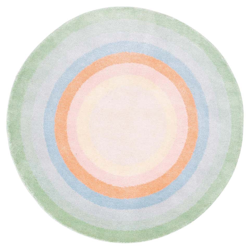 Round Multicolor Rings Silk and Wool Accessory Rug Bullseye by Joseph ...