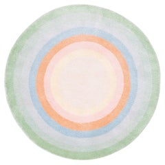 Round Multicolor Pastel Silk Wool Accessory Rug Frieda Bullseye by Joseph Carini