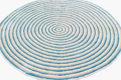 Round Multicolor Rings Silk and Wool Accessory Rug Bullseye by Joseph Carini