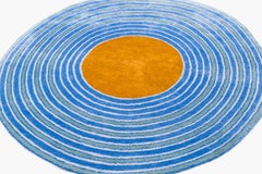 Round Multicolor Rings Silk and Wool Accessory Rug Bullseye by Joseph Carini