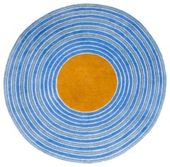 Runde mehrfarbige Ringe Seide und Wolle Accessoire-Teppich Bullseye von Joseph Carini mit Ringen aus Bullseye
