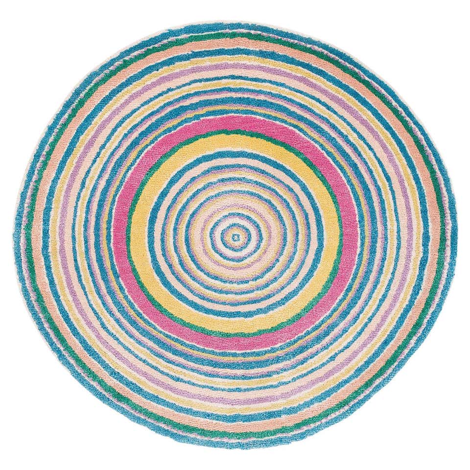 Round Orange and Red Rings Silk and Wool Accessory Rug Bullseye by ...