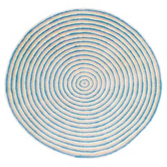 Round Multicolor Rings Silk and Wool Accessory Rug Bullseye by Joseph Carini