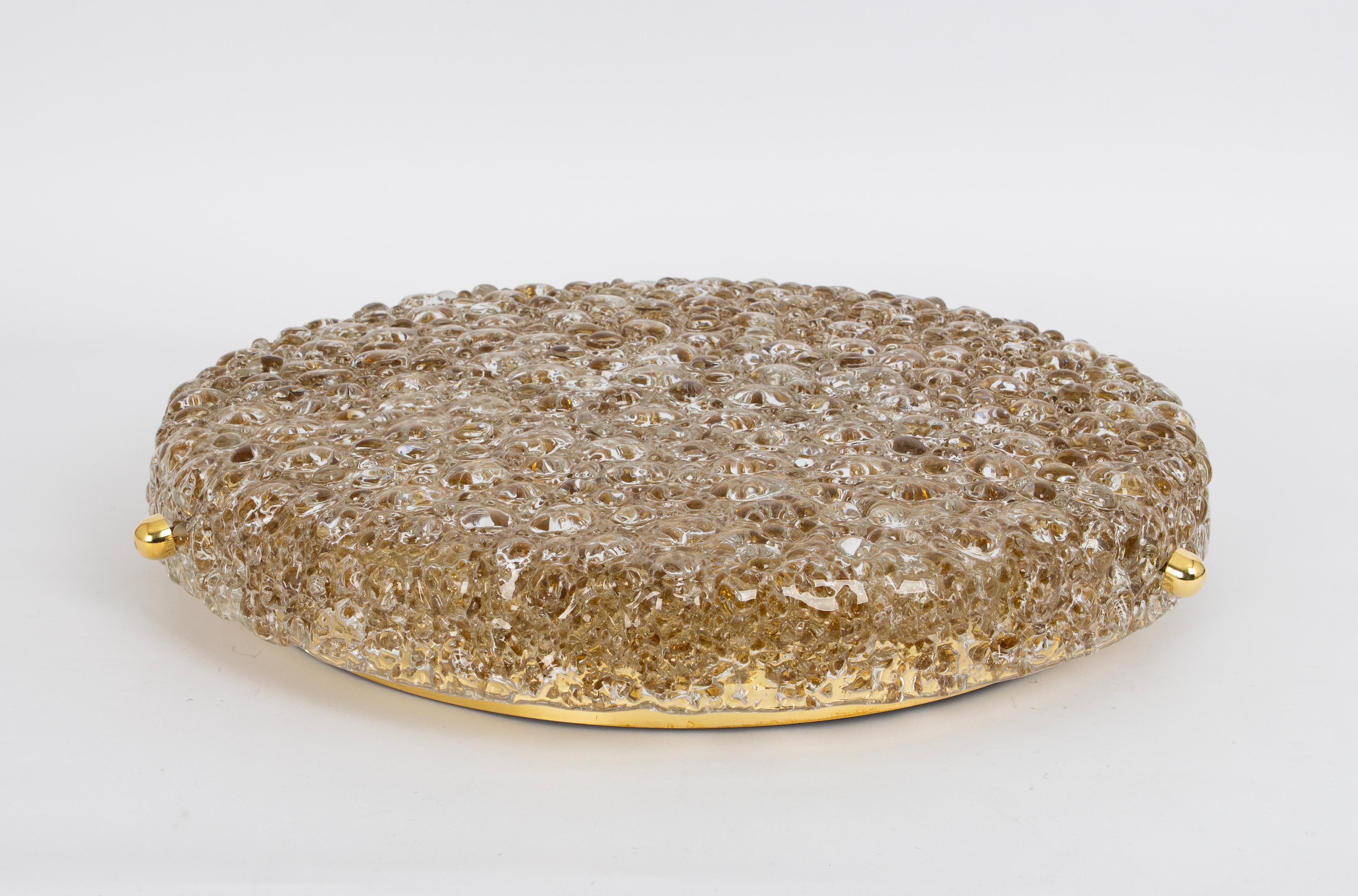 Space Age Round Murano Amber Bubble Flushmount light by Hillebrand, Germany, 1970 For Sale