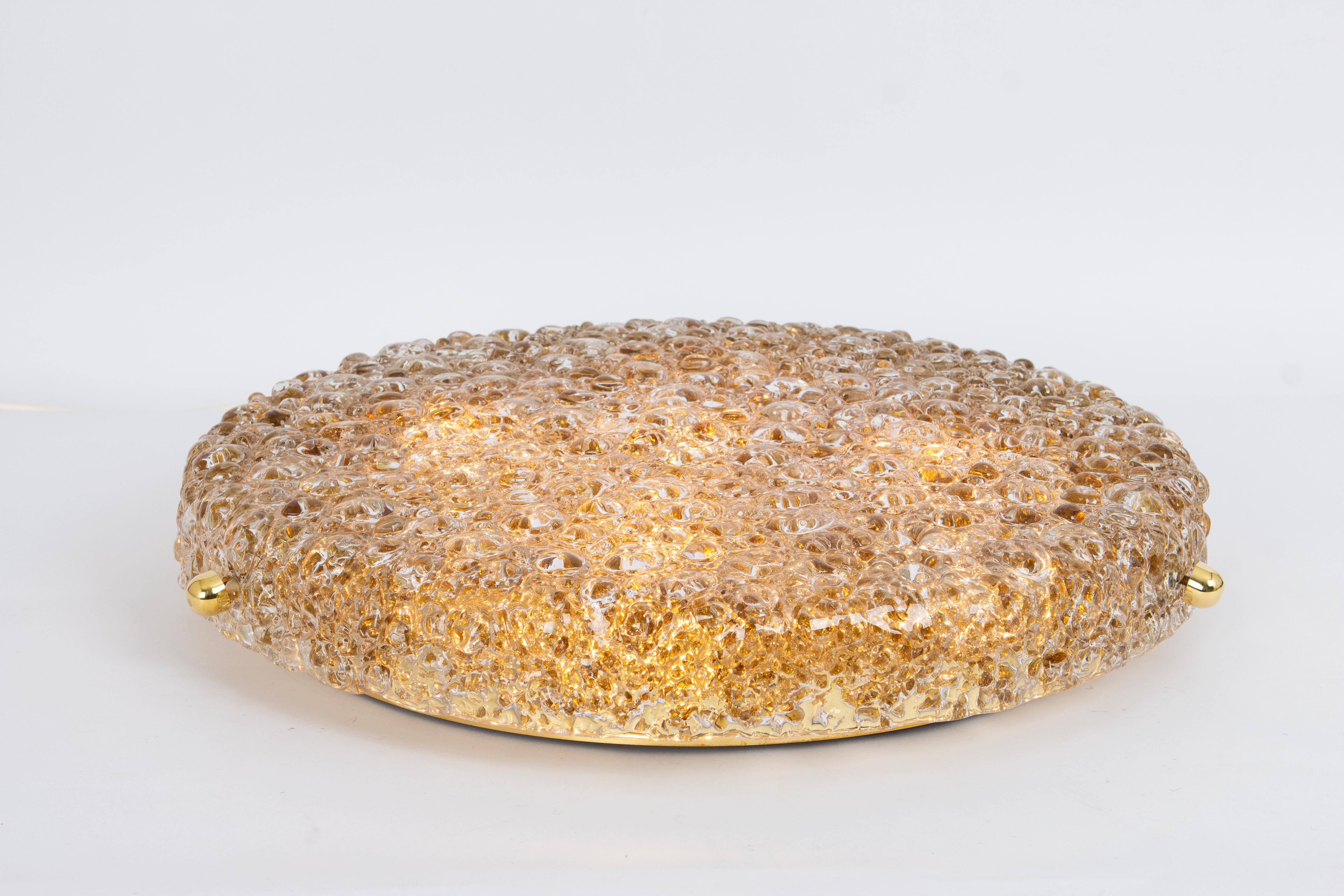 Round Murano Amber Bubble Flushmount light by Hillebrand, Germany, 1970 For Sale 1