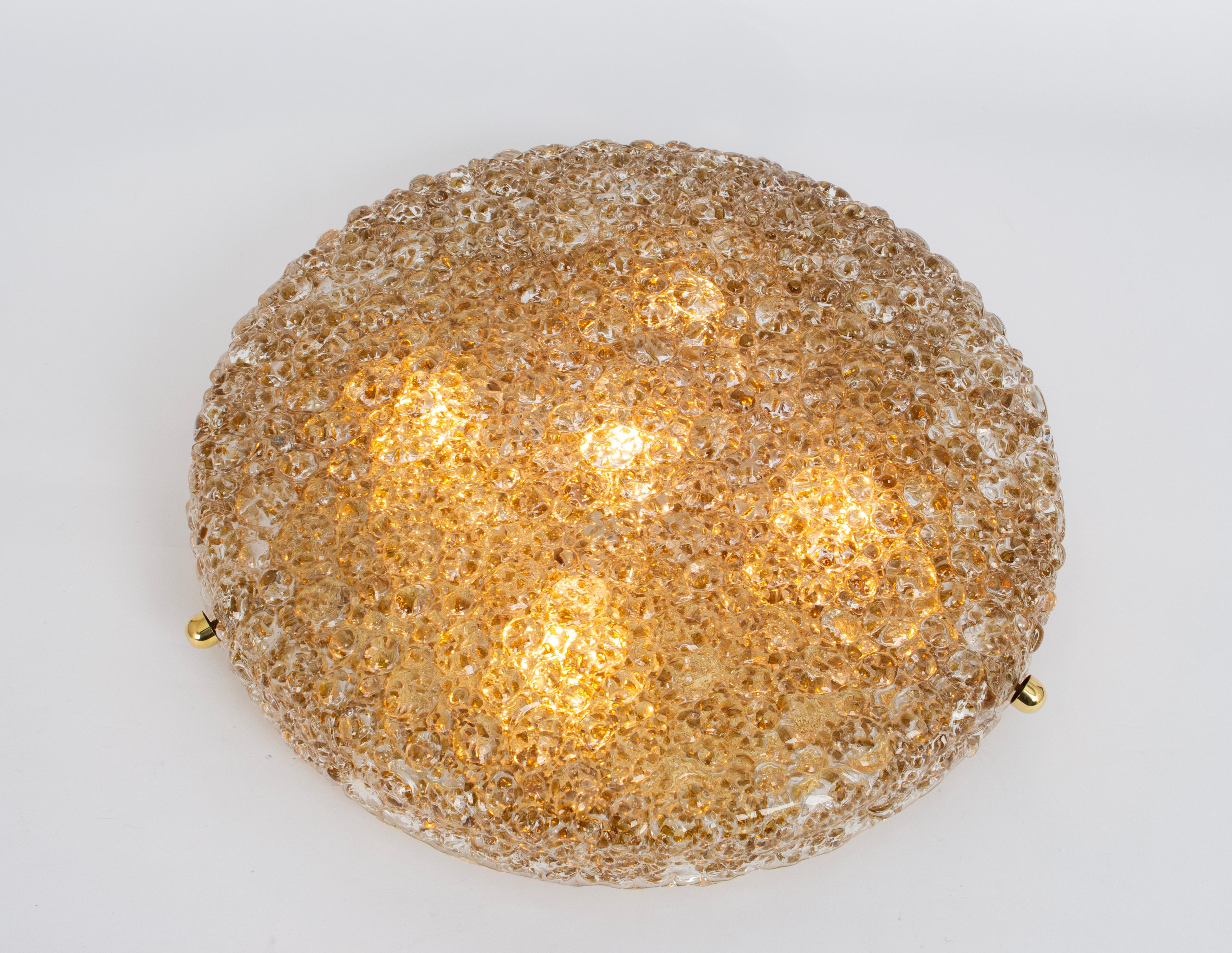Round Murano Amber Bubble Flushmount light by Hillebrand, Germany, 1970 For Sale 2