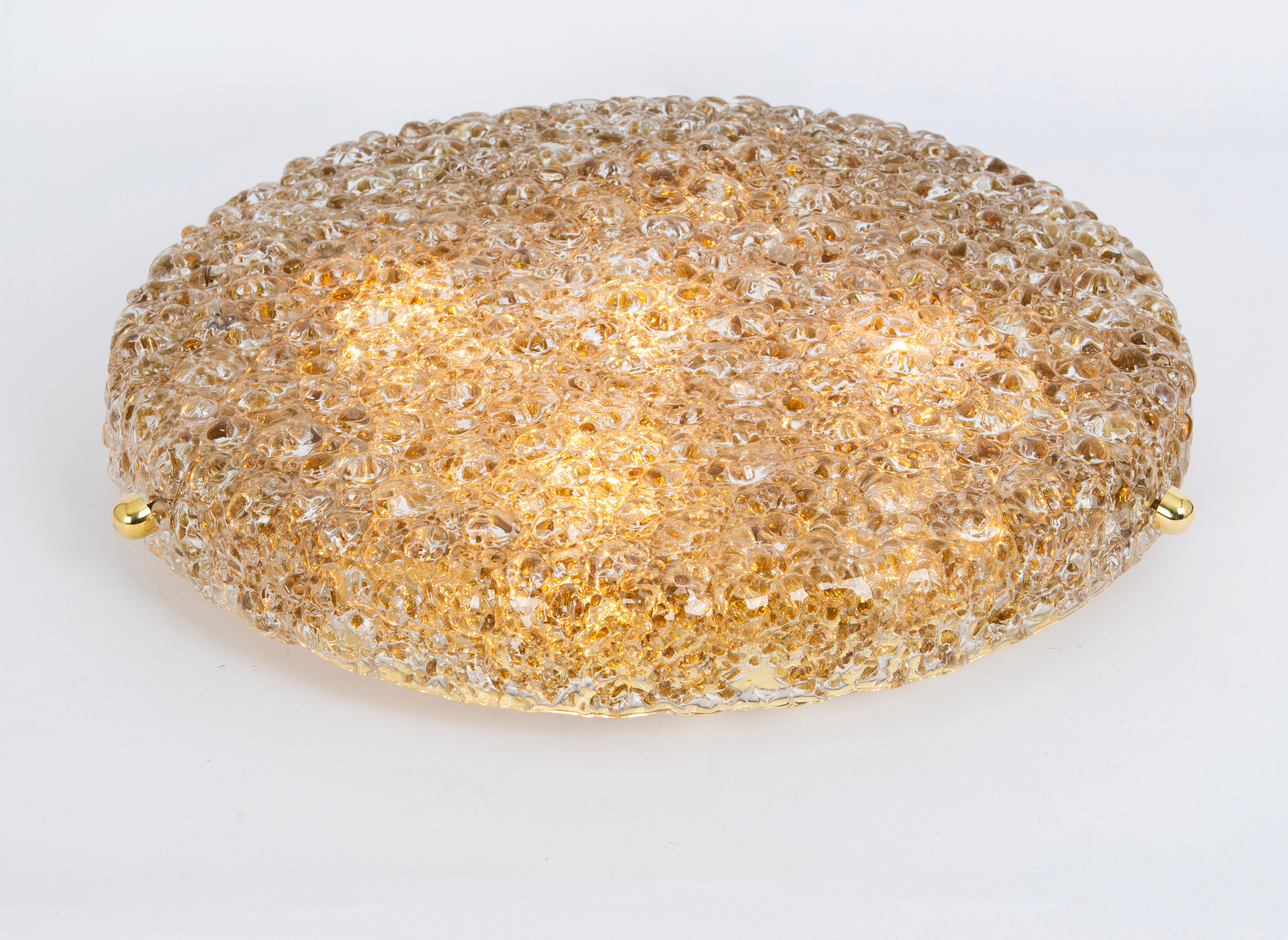Round Murano Amber Bubble Flushmount light by Hillebrand, Germany, 1970 For Sale 3