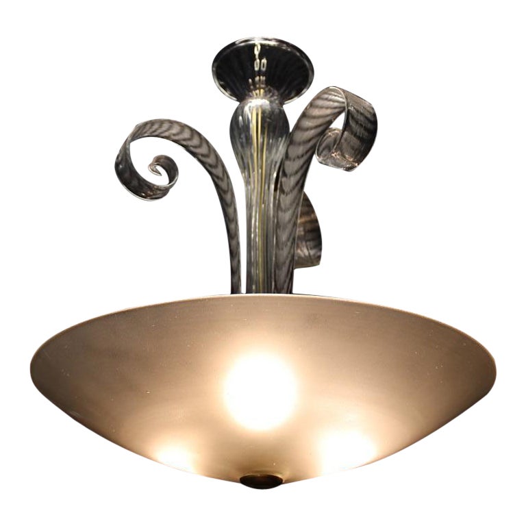 Runder Murano-Kronleuchter, 1940er Jahre, Seguso Design, italienische Messingteile im Angebot