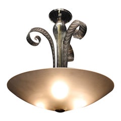 Round Murano Chandelier 1940s Seguso Design italian Brass parts