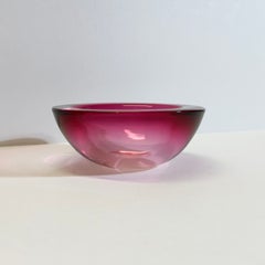 Round Murano Glass Bowl, Pink Sommerso Geode by Archimede Seguso, Italy, 1960s
