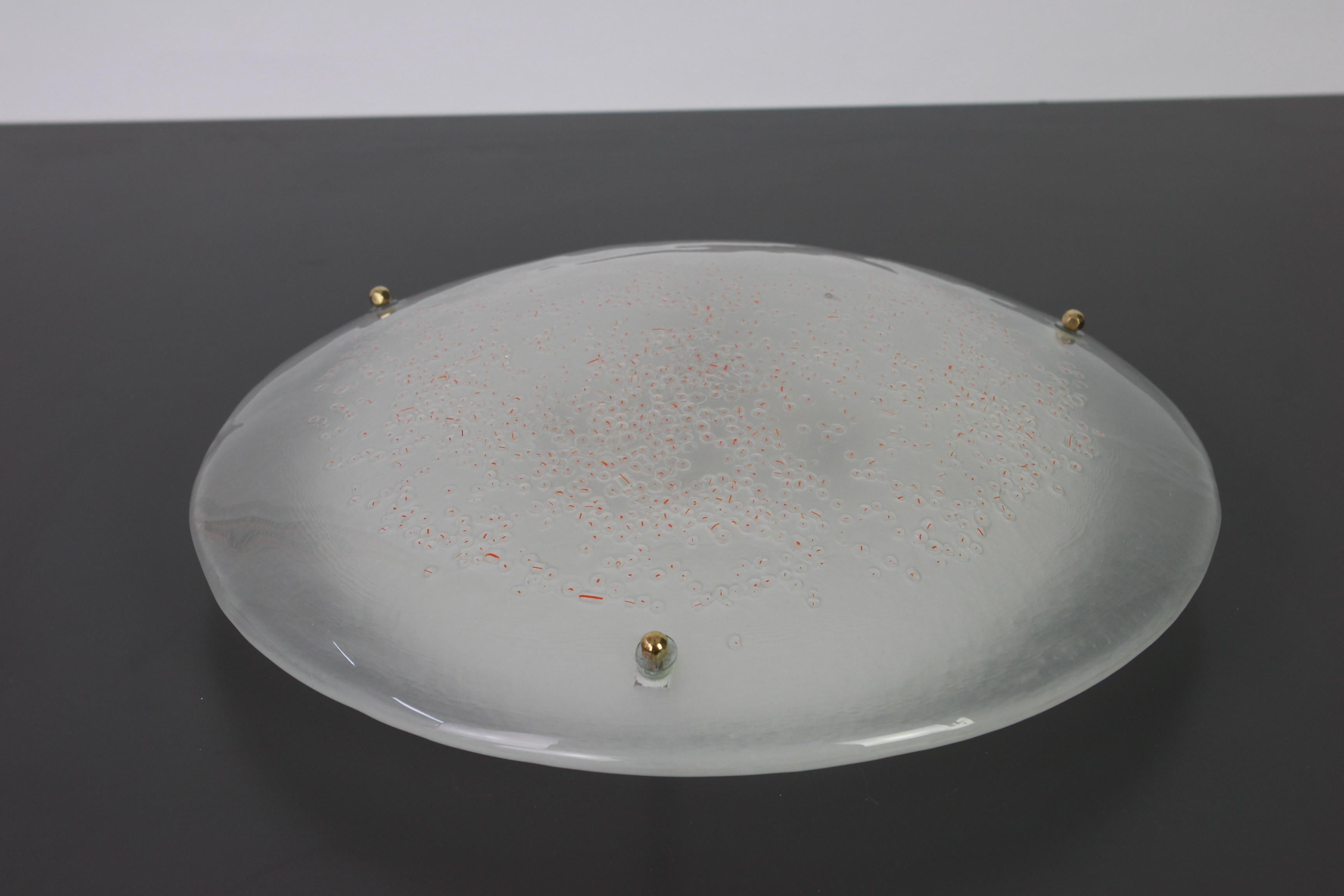 Round Murano Glass Flushmount by Hillebrand, Germany, 1970s In Good Condition For Sale In Aachen, NRW