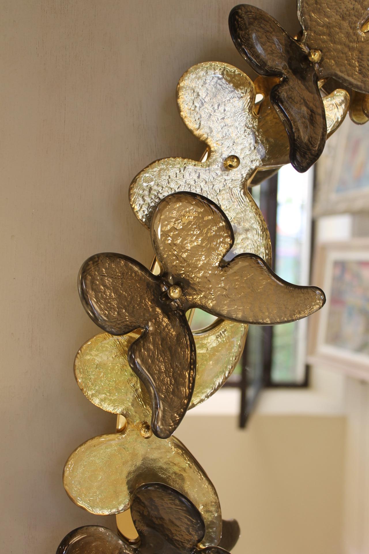 Round Murano mirror (Venice), golden butterflies For Sale 3