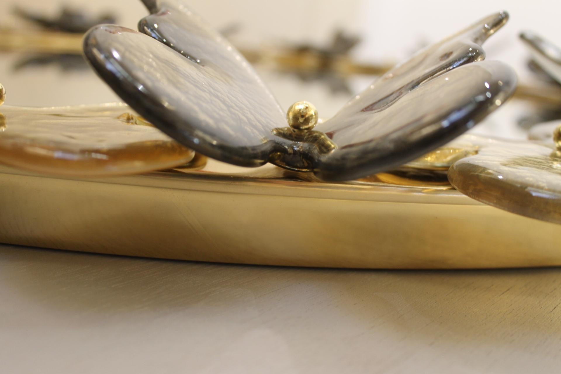 Round Murano mirror (Venice), golden butterflies For Sale 5