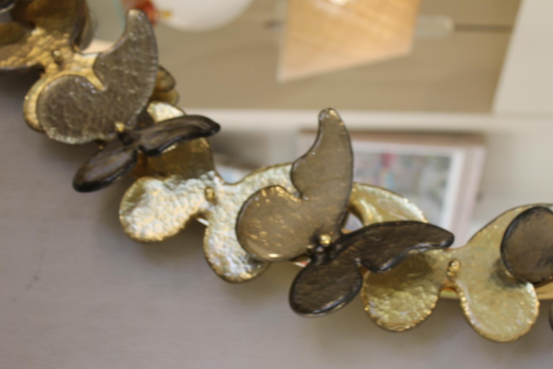 Round Murano mirror (Venice), golden butterflies For Sale 1