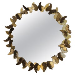 Round Murano mirror (Venice), golden butterflies