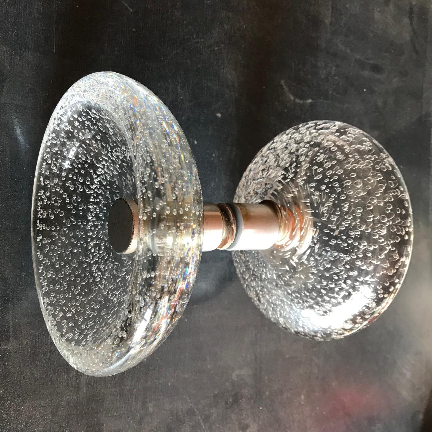 Round Murano Push and Pull Glass Double Door Handle In Excellent Condition In London, GB