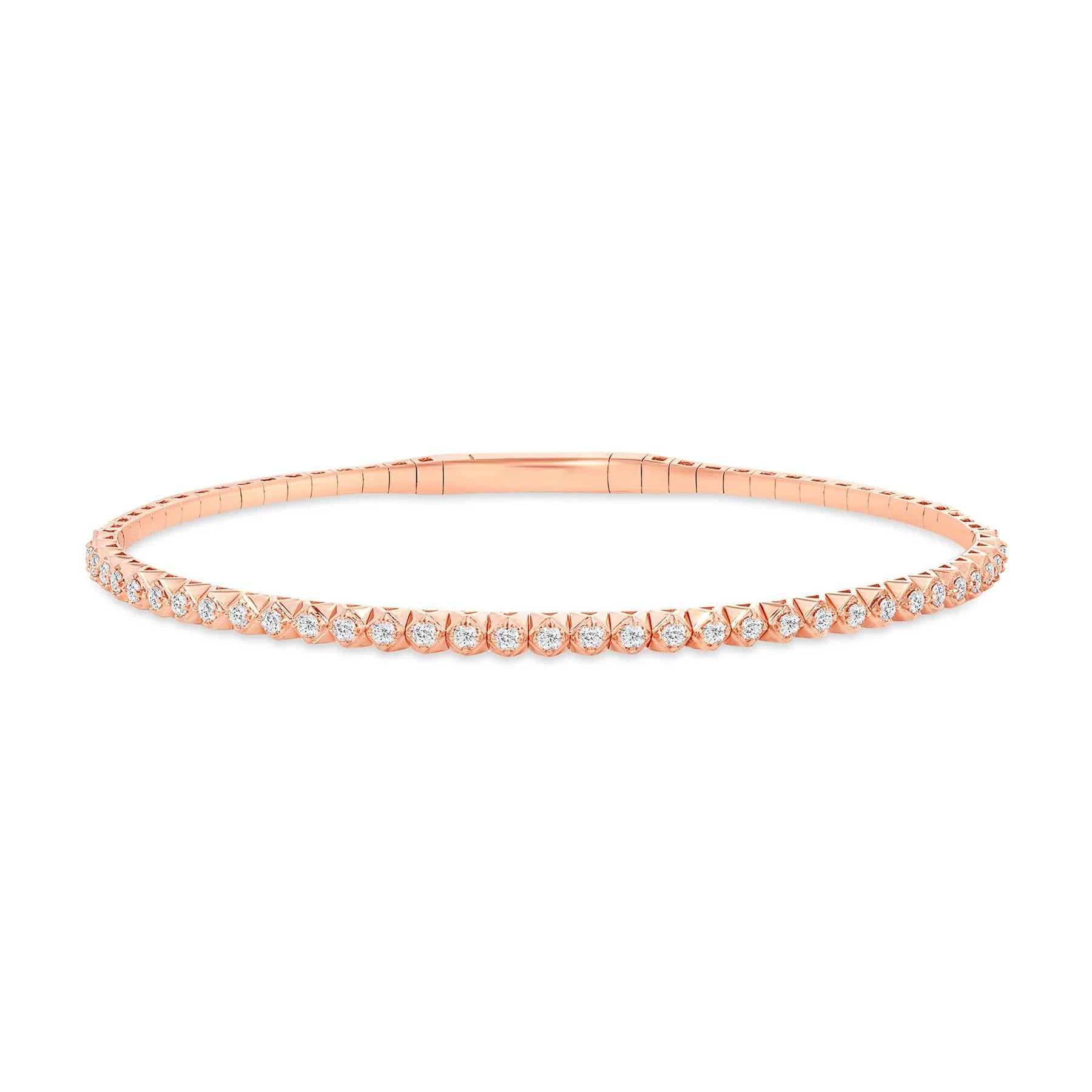 Modern Diamond Flexi 14K Gold Bangle Bracelet For Sale