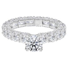 Anillo Eternidad Diamante Natural Redondo Oro Blanco 18K Joyas de Boda Statement
